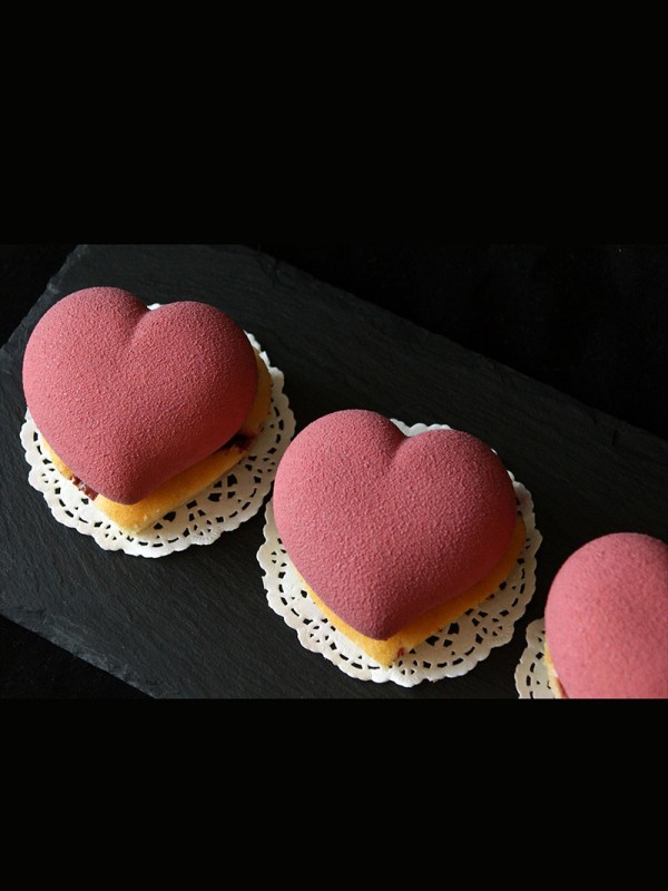 Red mousse hearts