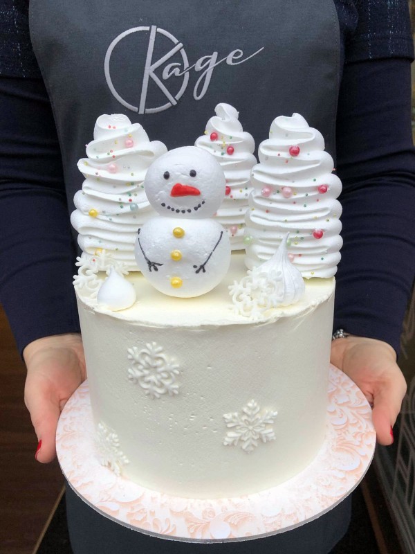 Winter cake with snowman