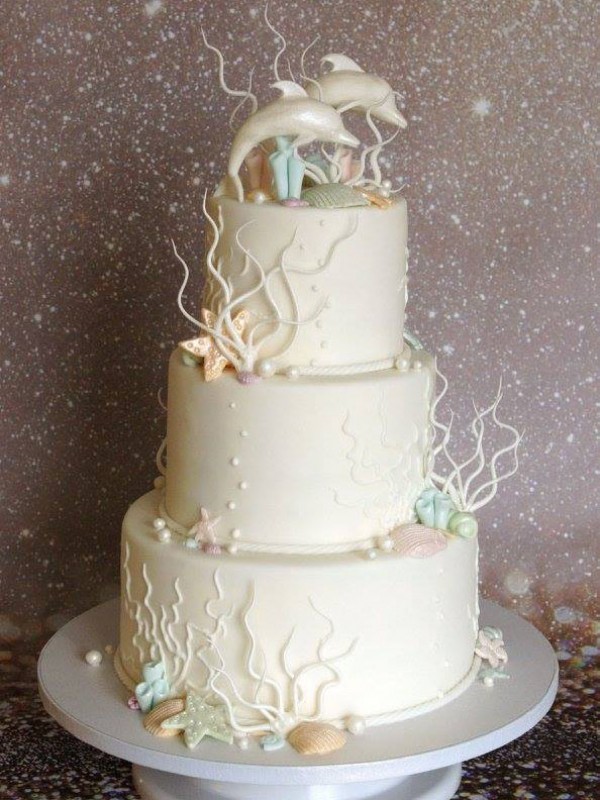 Ocean wedding cake with dolphins