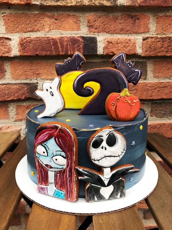 Halloween Jack and Sally party cake