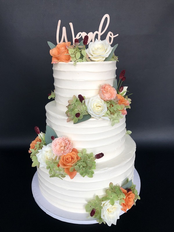 White "we do" wedding cake