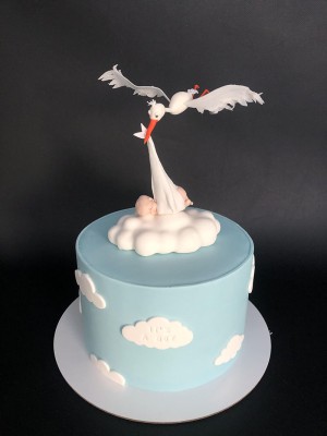 Stork baby shower cake