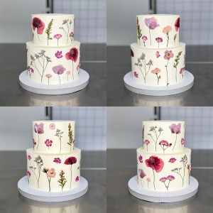 Kage med pressede blomster